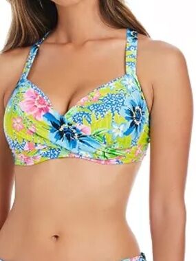 Bleu Rod Beattie 34D Top Bikini Lets Get Away Cross Back Convertible Multi NWT